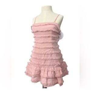 NEVER WORN WITH TAGS PINK RUFFLED MINI DRESS!!!